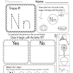 Free Letter N Phonics Worksheet For Preschool   Beginning Sounds With Regard To Letter N Worksheets Pdf