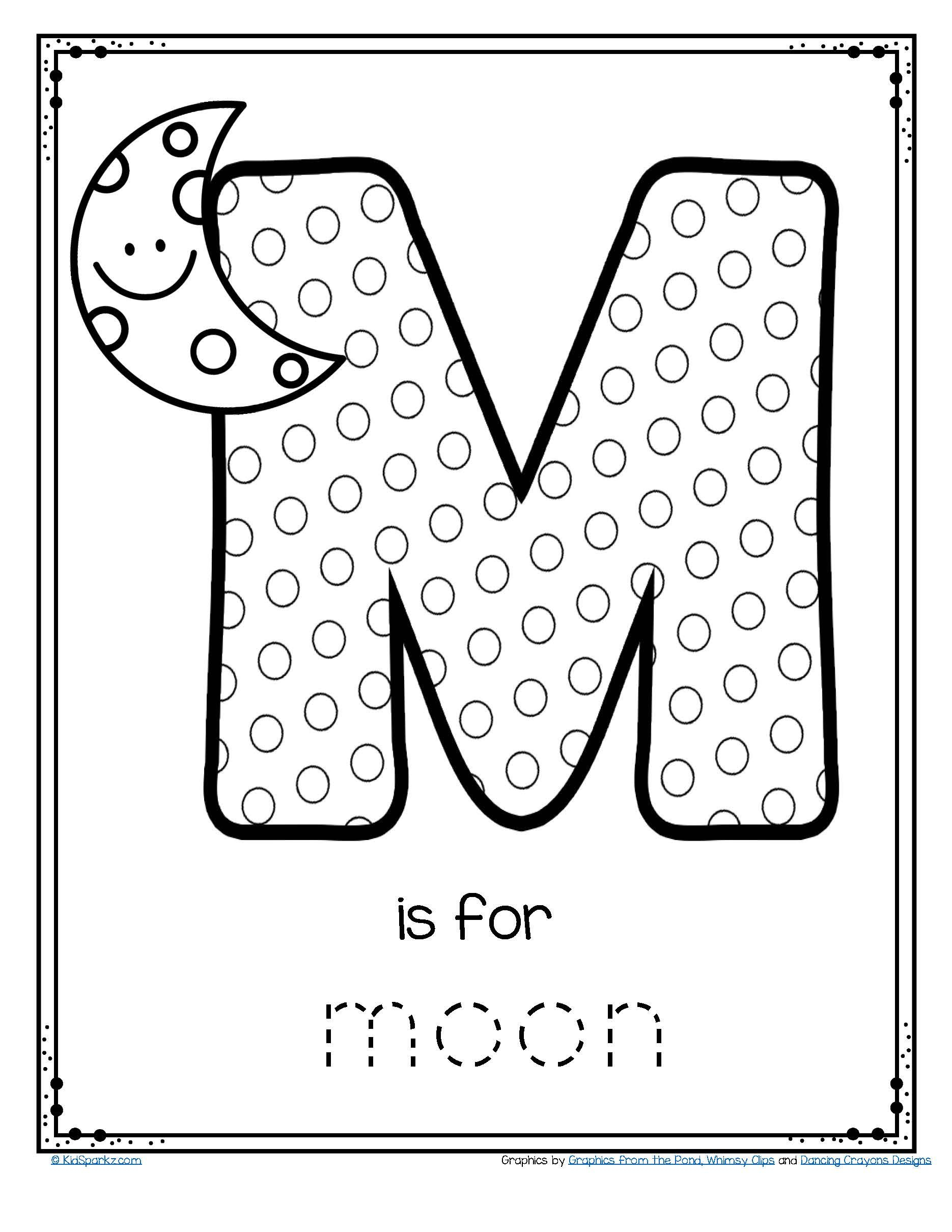 Free M Is For Moon Alphabet Letter Printable. #alphabet throughout Letter M Worksheets For Toddlers