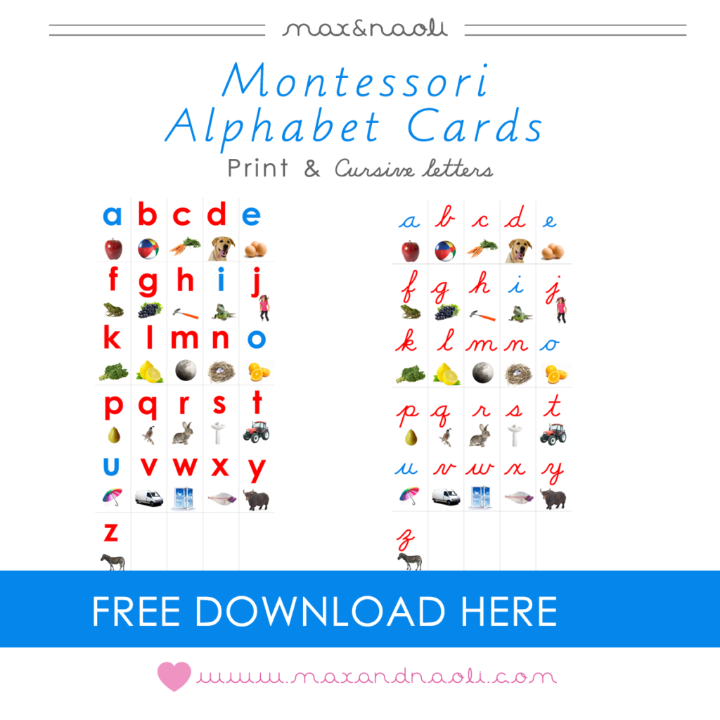 Free Montessori Alphabet Cards With Print And Cursive Free Montessori Alphabet Cards With Print And Cursive