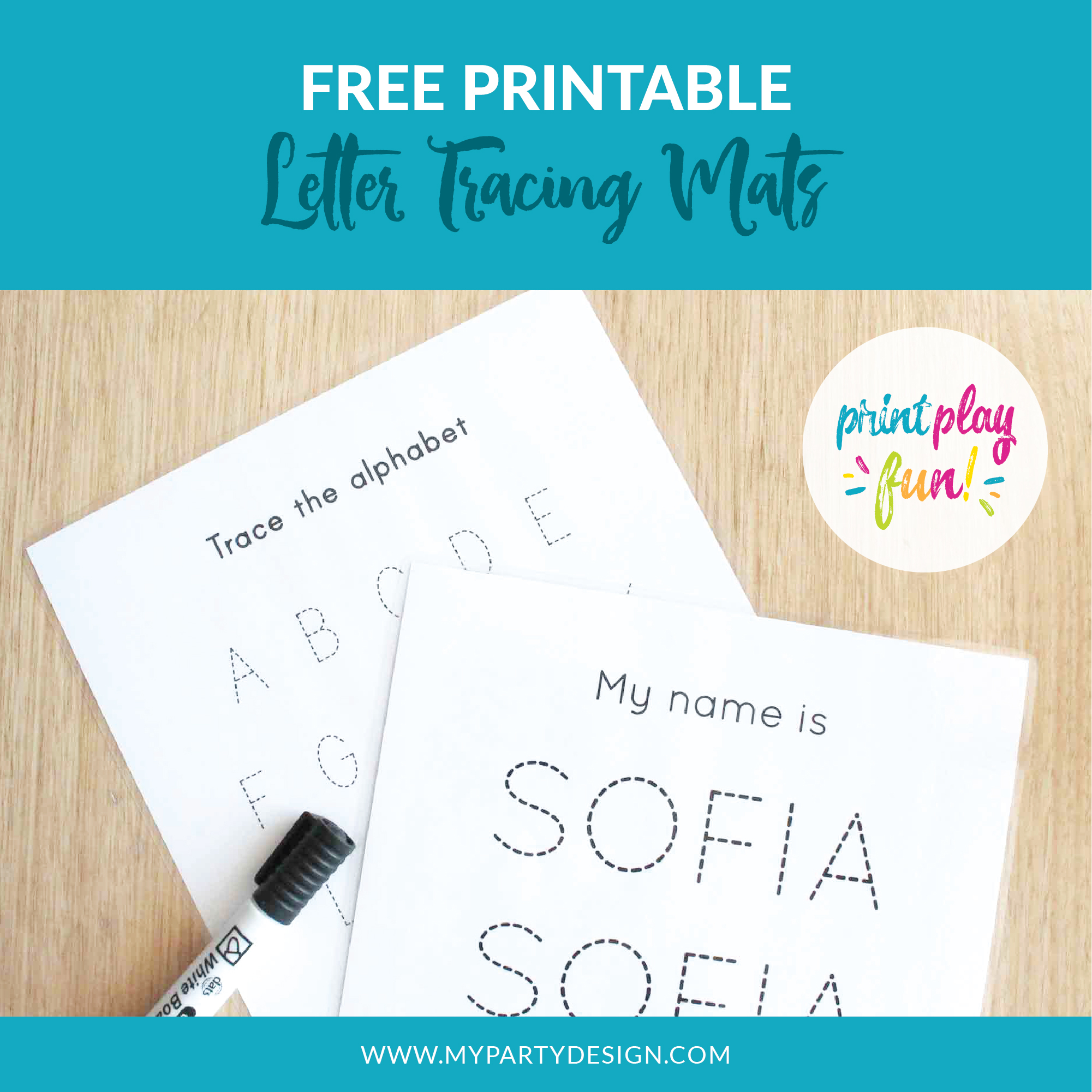 Free Name And Alphabet Tracing Mats | My Party Design pertaining to Tracing Her Name