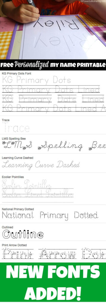 Free Name Tracing Worksheet Printable + Font Choices Free Name Tracing Worksheet Printable + Font Choices