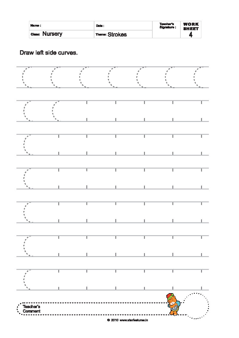 Tracing Curves Worksheets | AlphabetWorksheetsFree.com