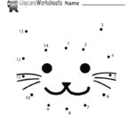 Free Preschool Cat Connect The Dots Worksheet