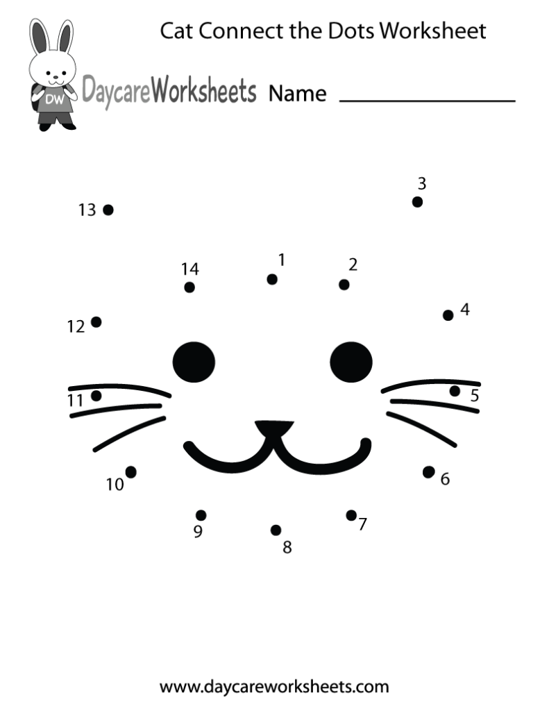 Free Preschool Cat Connect The Dots Worksheet