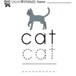 Free Preschool Cat Spelling Worksheet | Spelling Worksheets