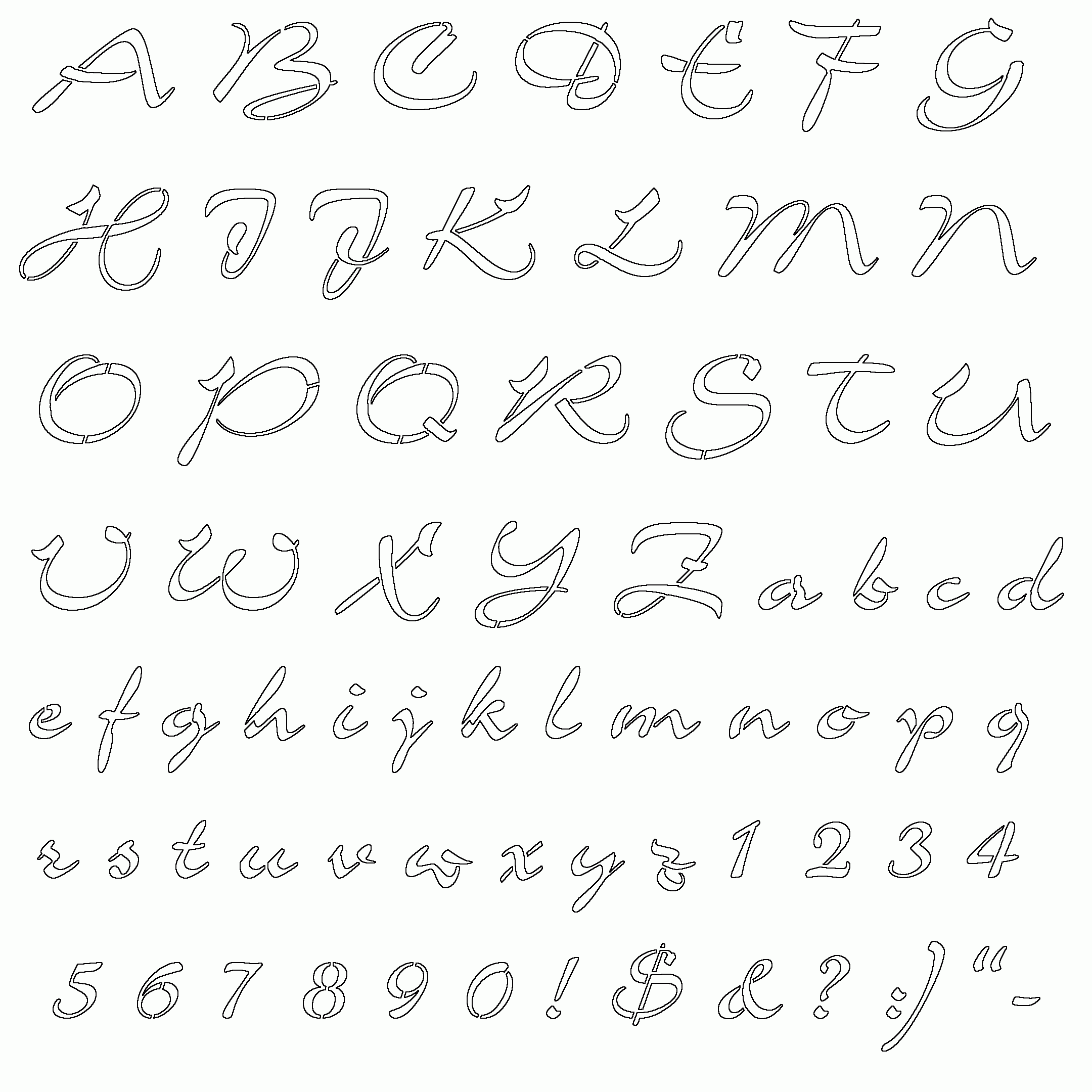 Cursive Alphabet Outline