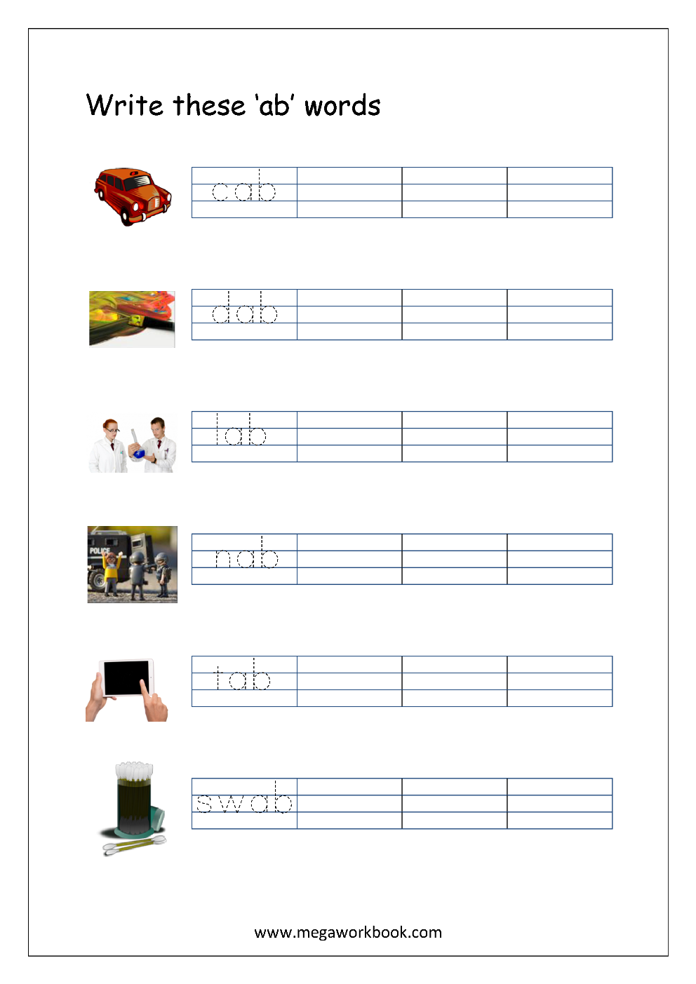 3 Letter Word Tracing Worksheets  AlphabetWorksheetsFree.com