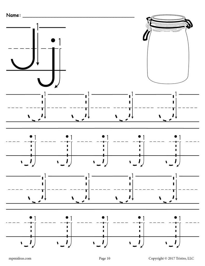 Free Printable Letter J Tracing Worksheet With Number And Inside Letter J Tracing Sheet