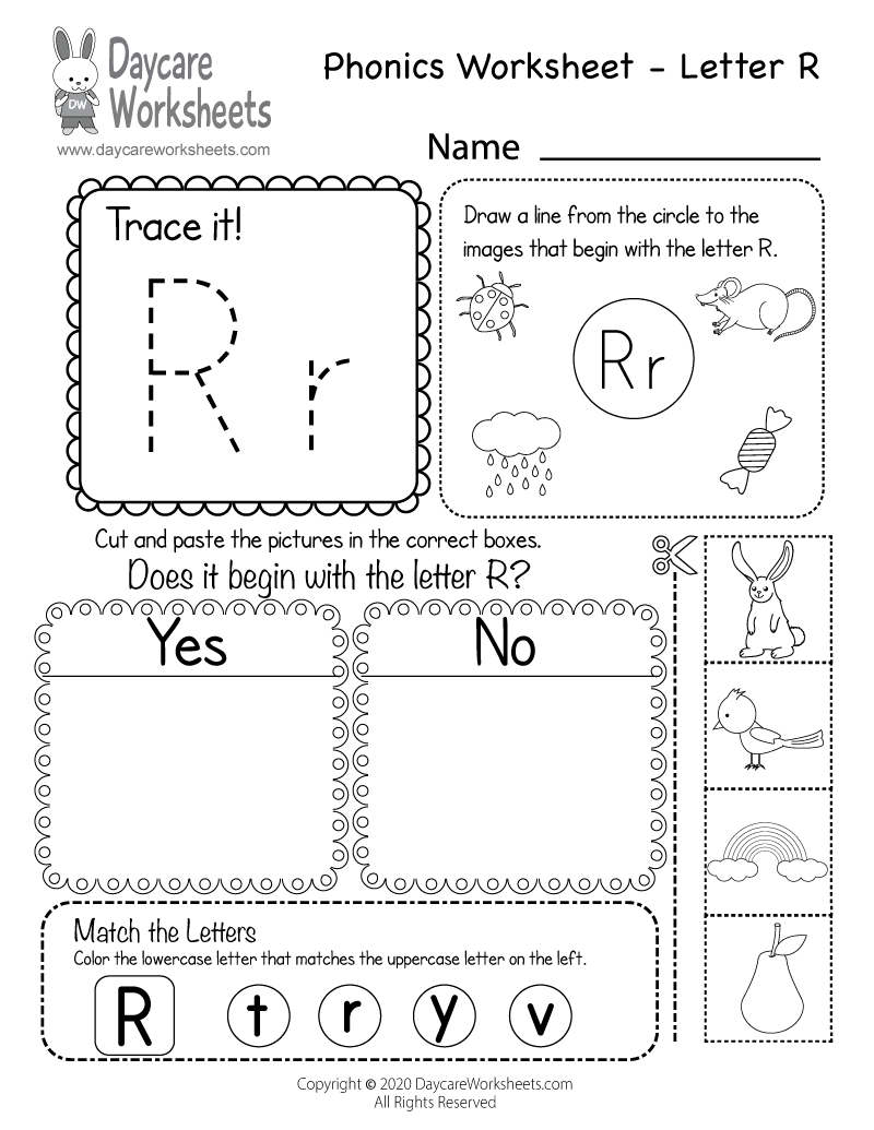 Free Printable Letter R Beginning Sounds Phonics Worksheet with regard to Letter R Worksheets Free Printable