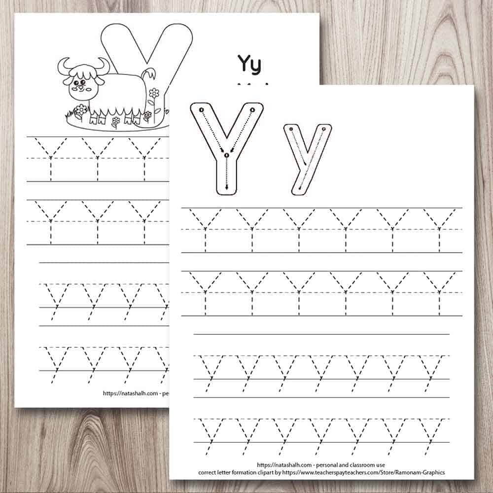 Y Tracing Worksheet  AlphabetWorksheetsFree.com