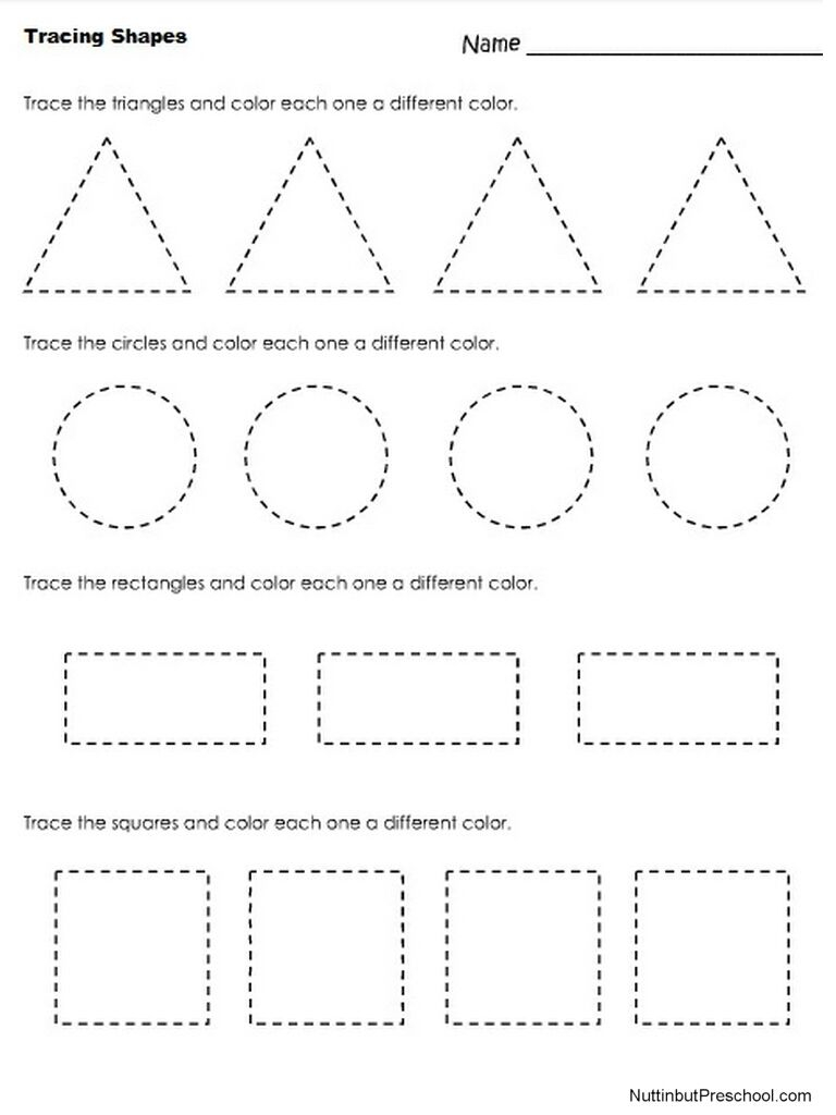 Free Printable Shape Tracing Worksheets | Shapes Worksheets