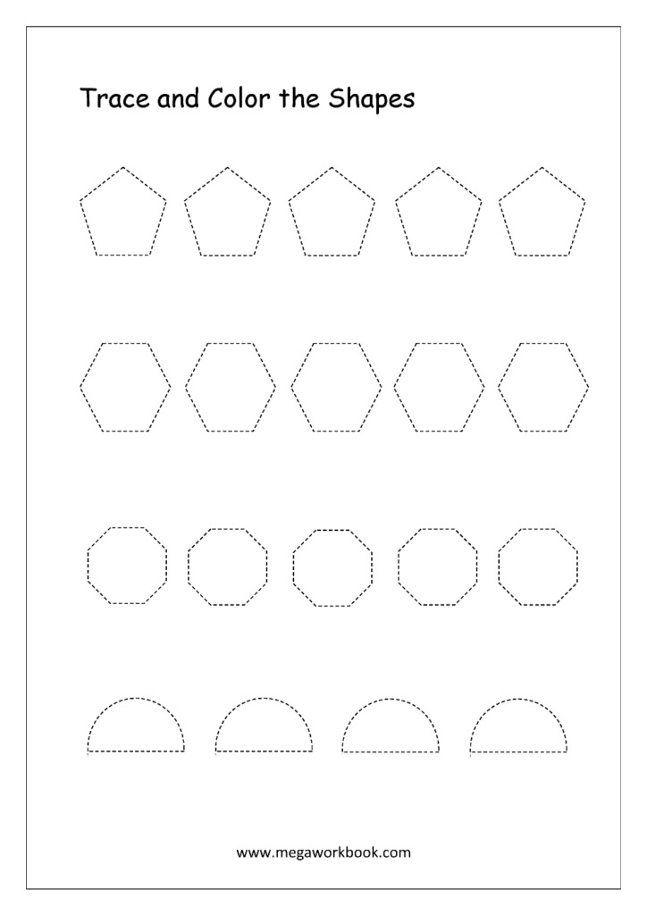 Free Printable Shapes Worksheets   Tracing Simple Shapes