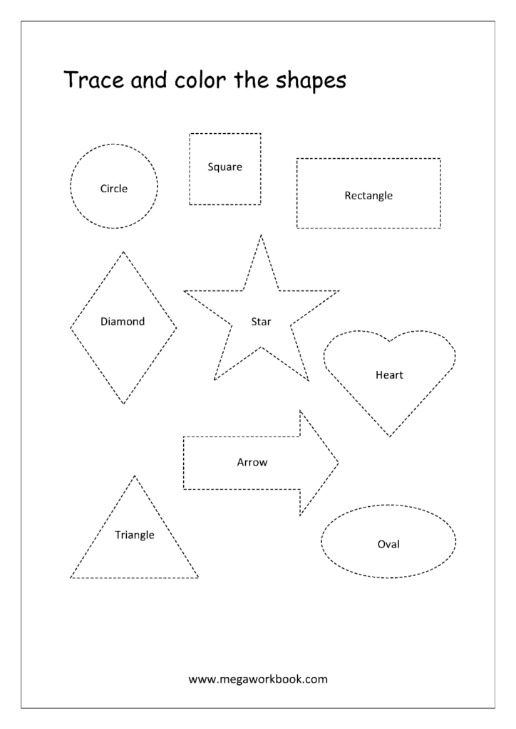 Free Printable Shapes Worksheets   Tracing Simple Shapes