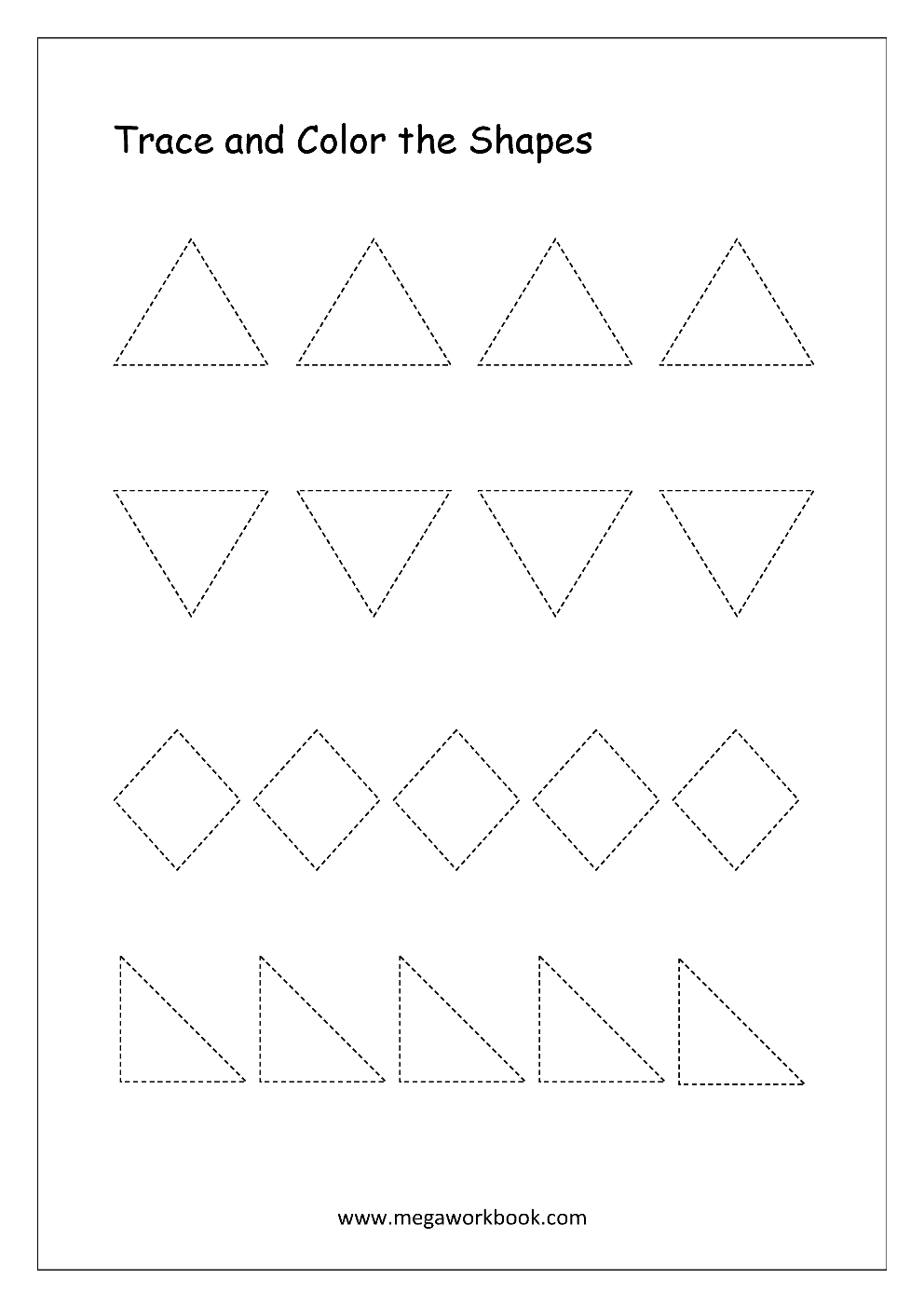 Free Printable Shapes Worksheets - Tracing Simple Shapes