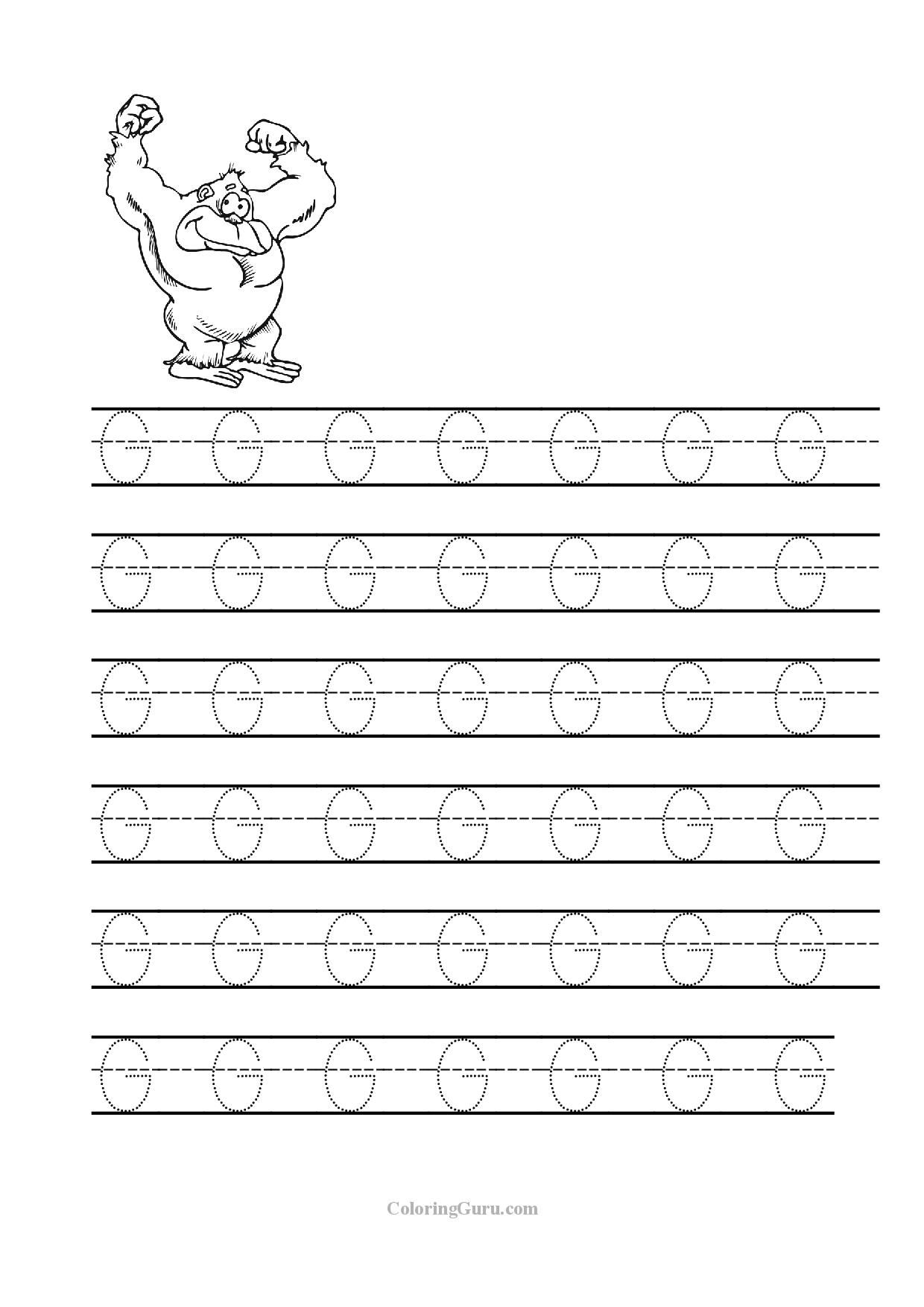 Free Printable Tracing Letter G Worksheets For Preschool for Letter G Tracing Worksheets Preschool