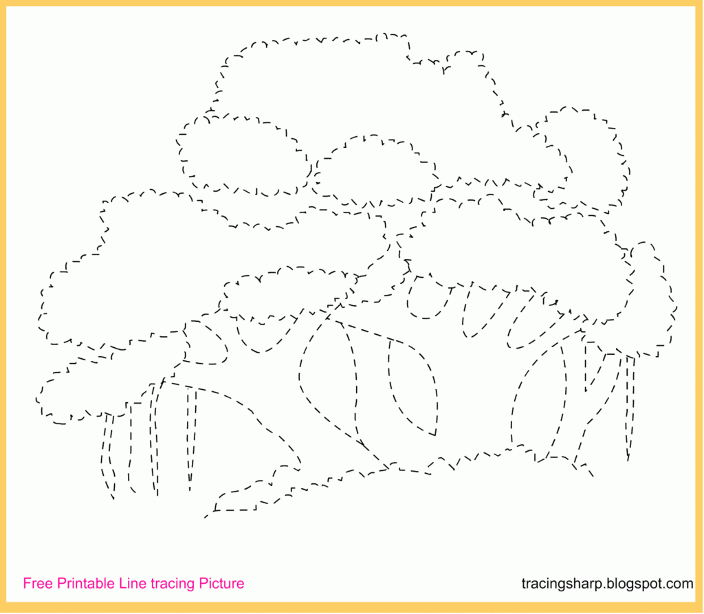 Free Tracing Line Printable: Banyan Tree Tracing Picture