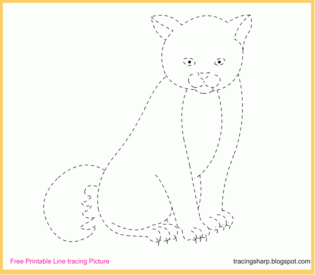 Free Tracing Line Printable: Cat Tracing Picture