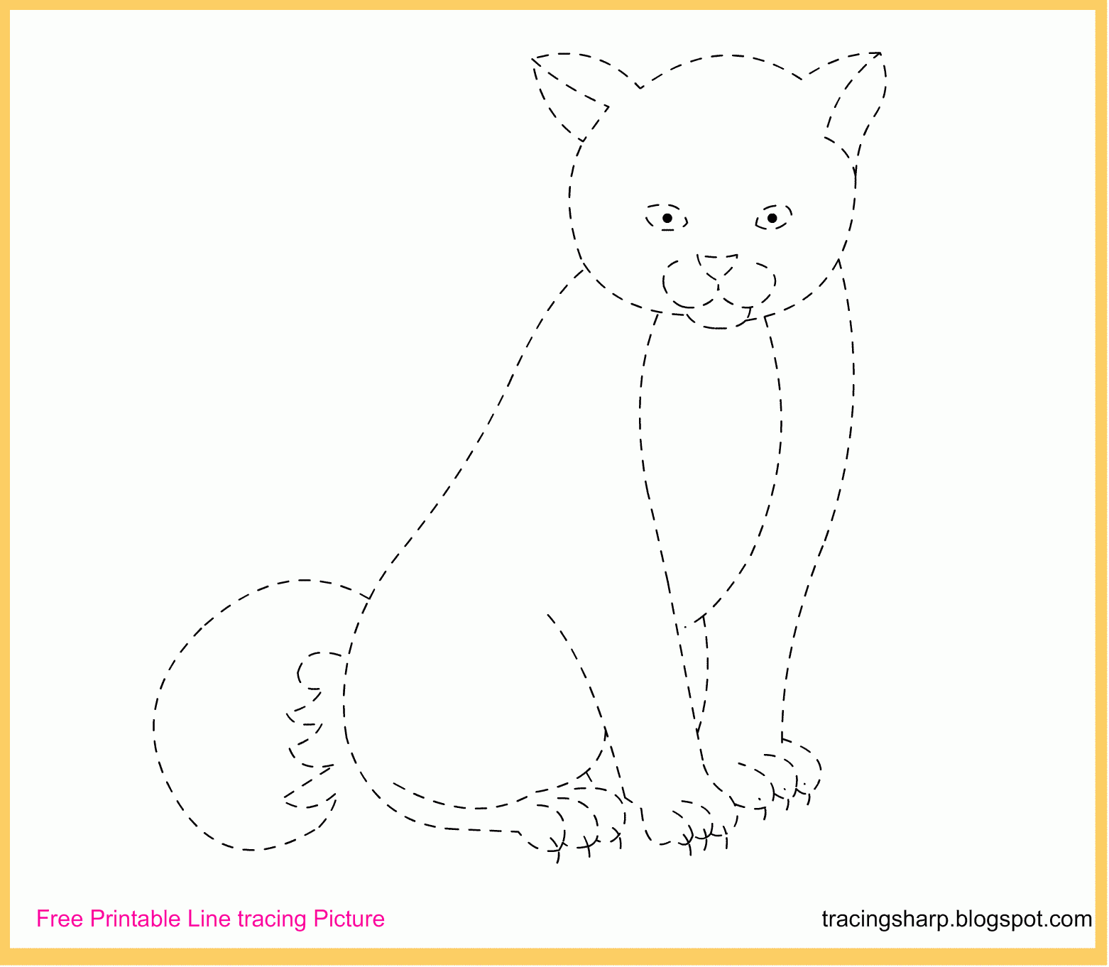 Free Tracing Line Printable: Cat Tracing Picture