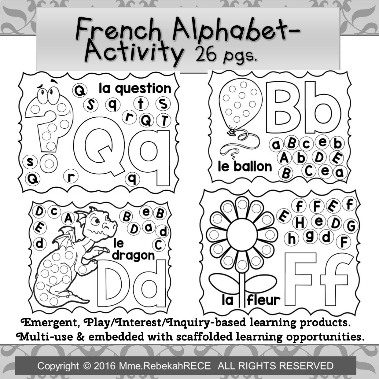 French Alphabet Literacy Activity For Playdough, Loose Parts throughout Alphabet Worksheets In French
