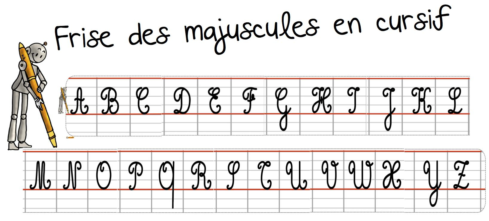 Frise De L&amp;#039;alphabet Des Majuscules En Cursif | Bout De Gomme