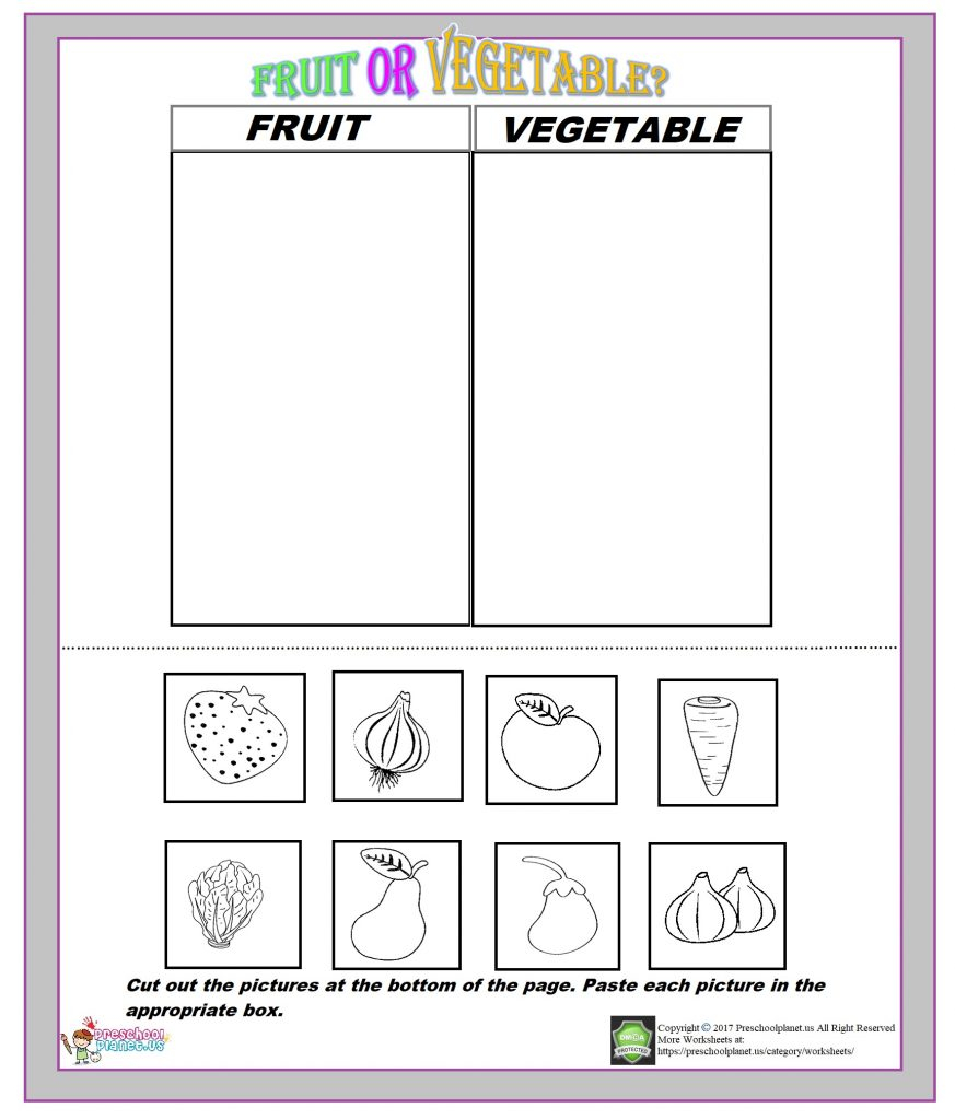 Fruit Or Vegetable Worksheet – Preschoolplanet