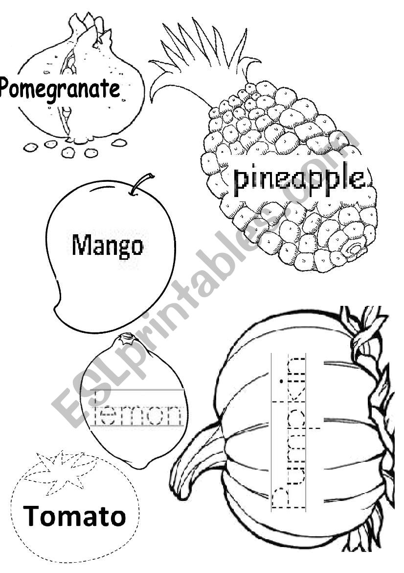 Fruit Tracing - 2 - Esl Worksheetisamira