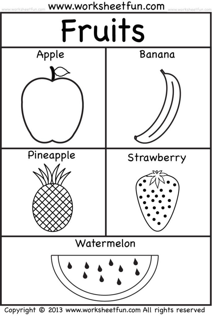 Fruits | Kindergarten Worksheets, Free Preschool Worksheets