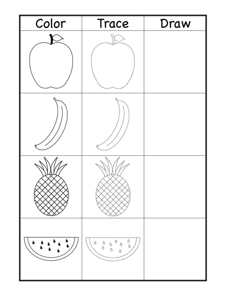 Fruits Worksheets For Kindergarten