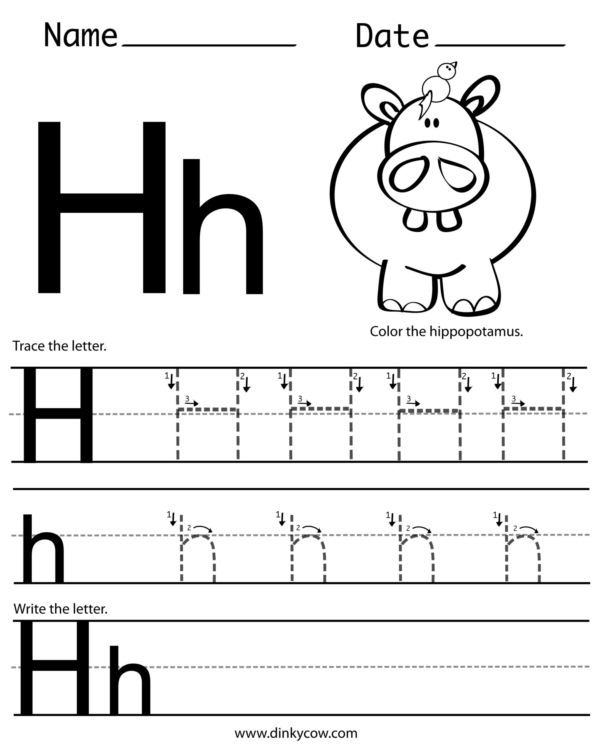 H-Free-Handwriting-Worksheet-Print 2,400×2,988 Pixels intended for Alphabet Tracing Letter H