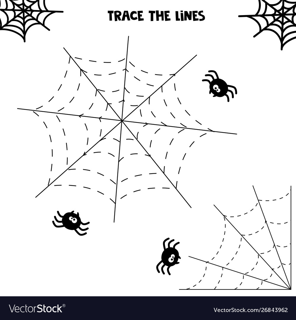 Halloween Worksheet Spider And His Web Tracing