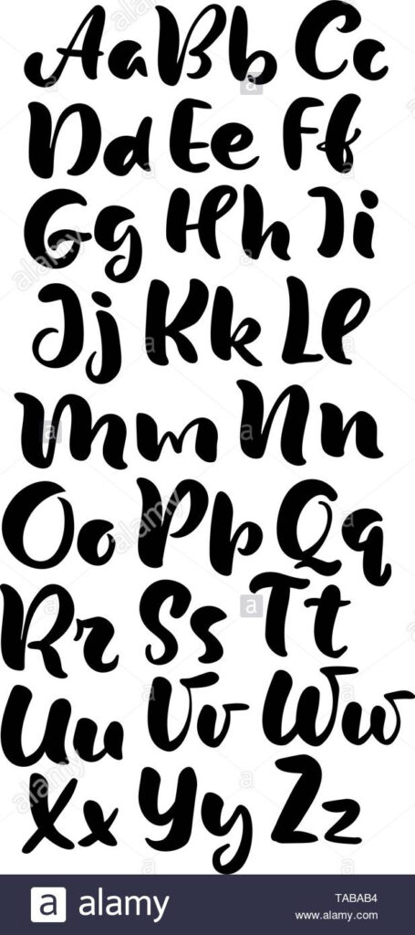Hand Lettering Alphabet Design, Handwritten Brush Script Hand Lettering Alphabet Design, Handwritten Brush Script