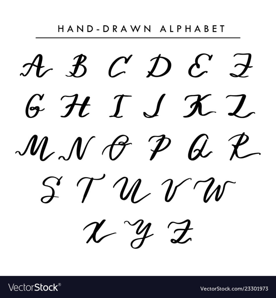 Hand Written Alphabet Cursive Capital