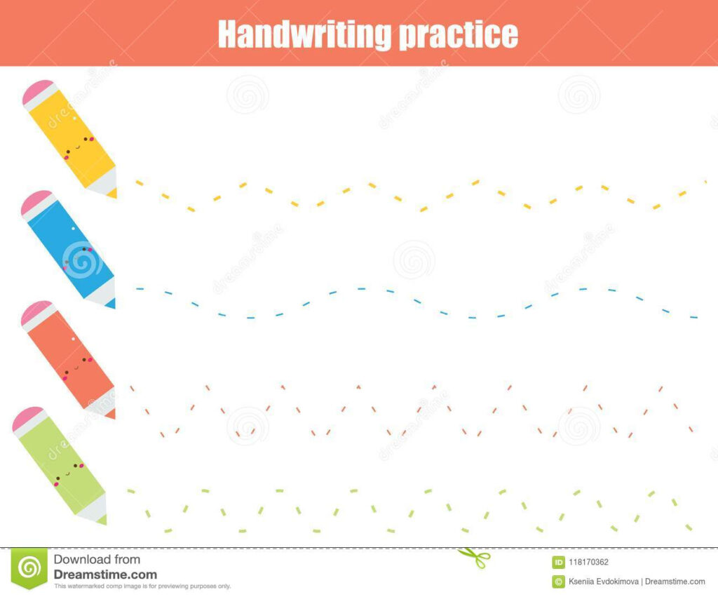 Handwriting Practice Sheet. Educational Children Game Handwriting Practice Sheet. Educational Children Game