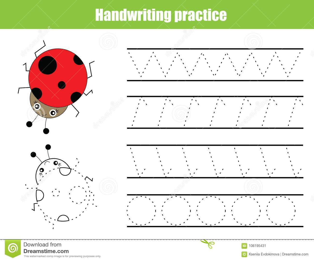 Handwriting Practice Sheet. Educational Children Game