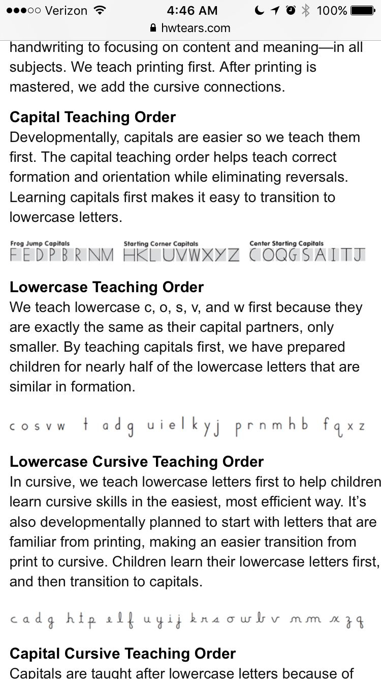 Handwriting Without Tears Letter Order | Teaching