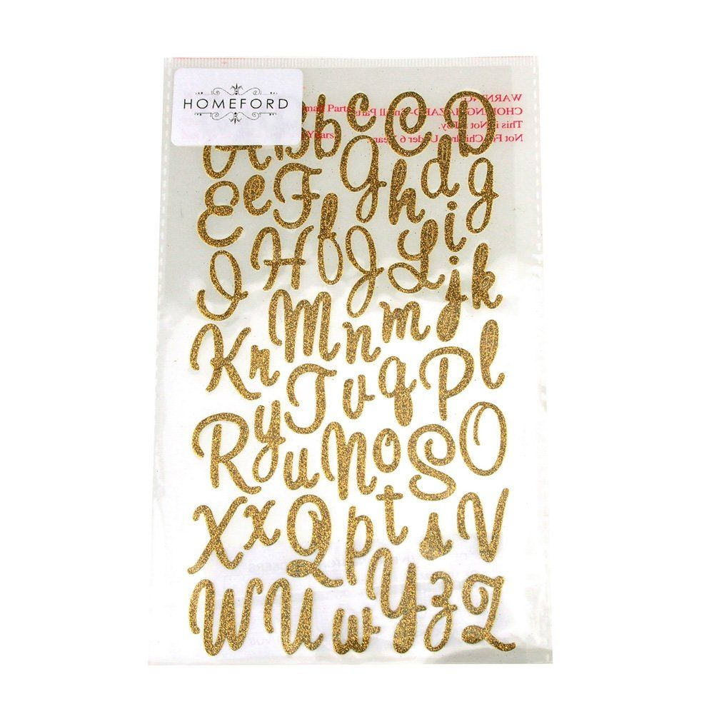 Homeford Fva000000Gs105Gd Glitter Cursive Alphabet Letters