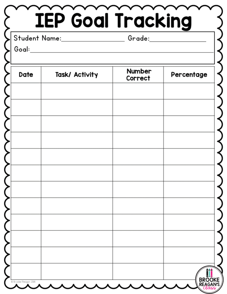 Iep Goal Tracking Binder  Data Collection For Special Regarding Tracing Name Iep Goal
