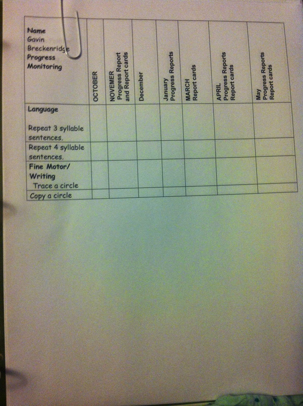 Iep Progress Monitoring | Fun In Ecse intended for Tracing Name Iep Goal