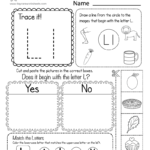 Incredible Preschool Worksheets Alphabet Beginning Sounds Pertaining To Letter L Worksheets Cut And Paste