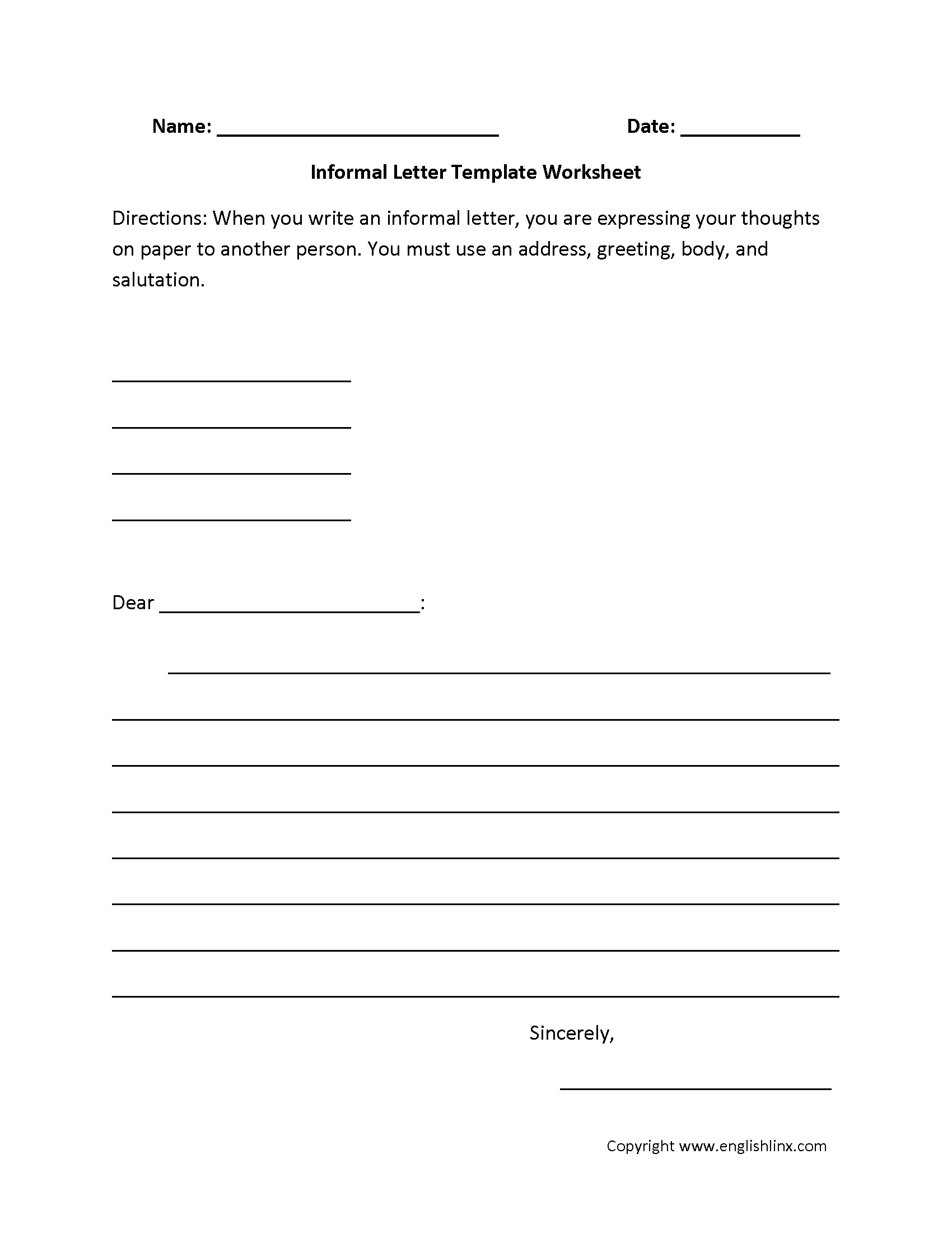 Informal Letter Writing Worksheets | Letter Writing inside Letter Writing Worksheets For Grade 4