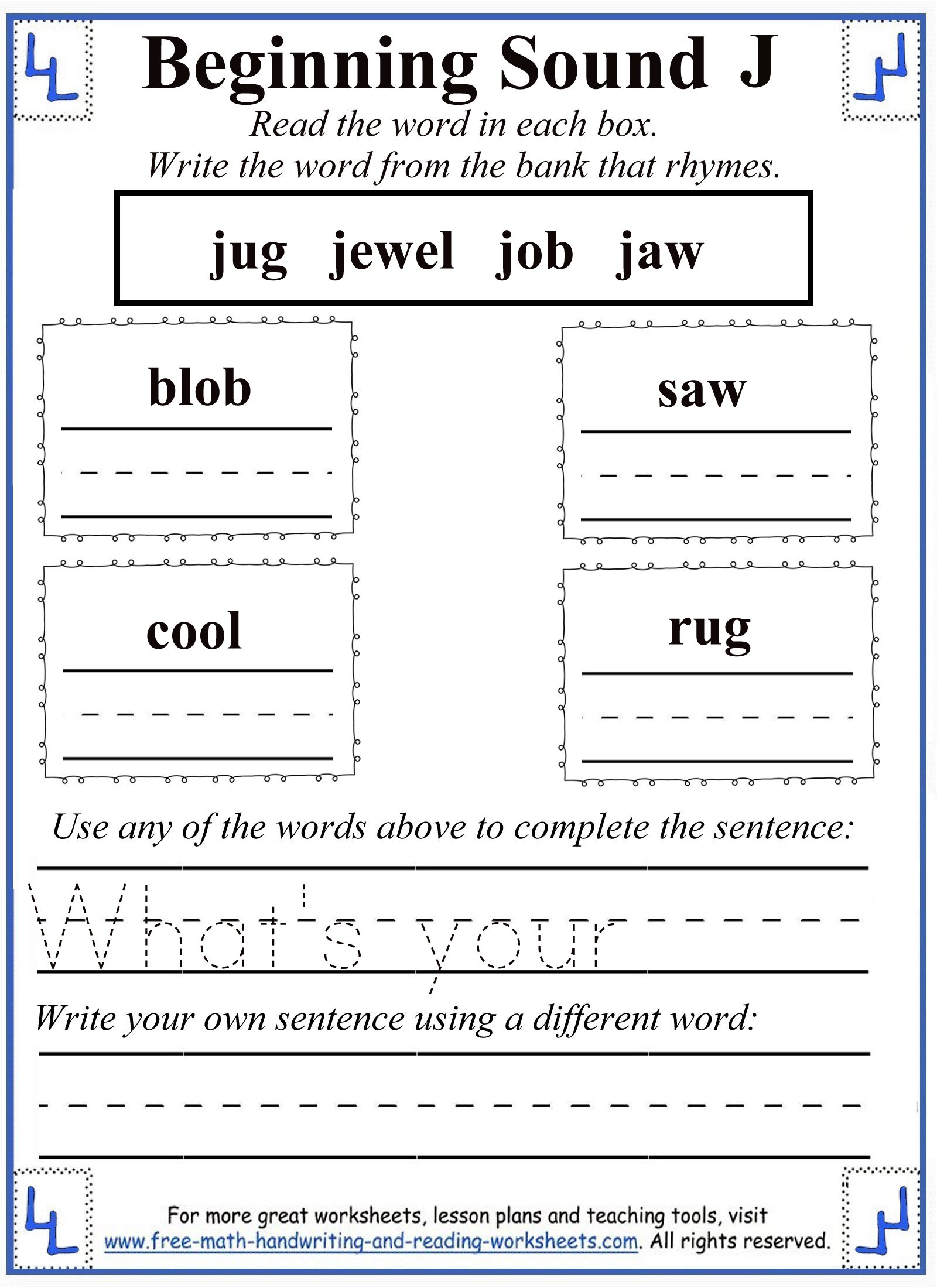 J Letter Worksheets with Letter J Worksheets For First Grade