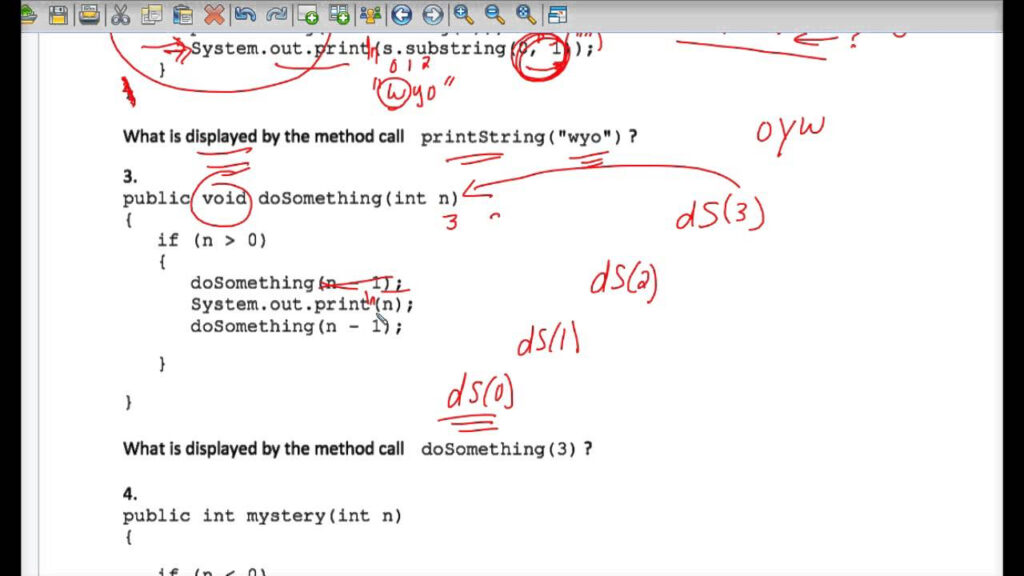 Java Tracing Recursion Worksheet #2