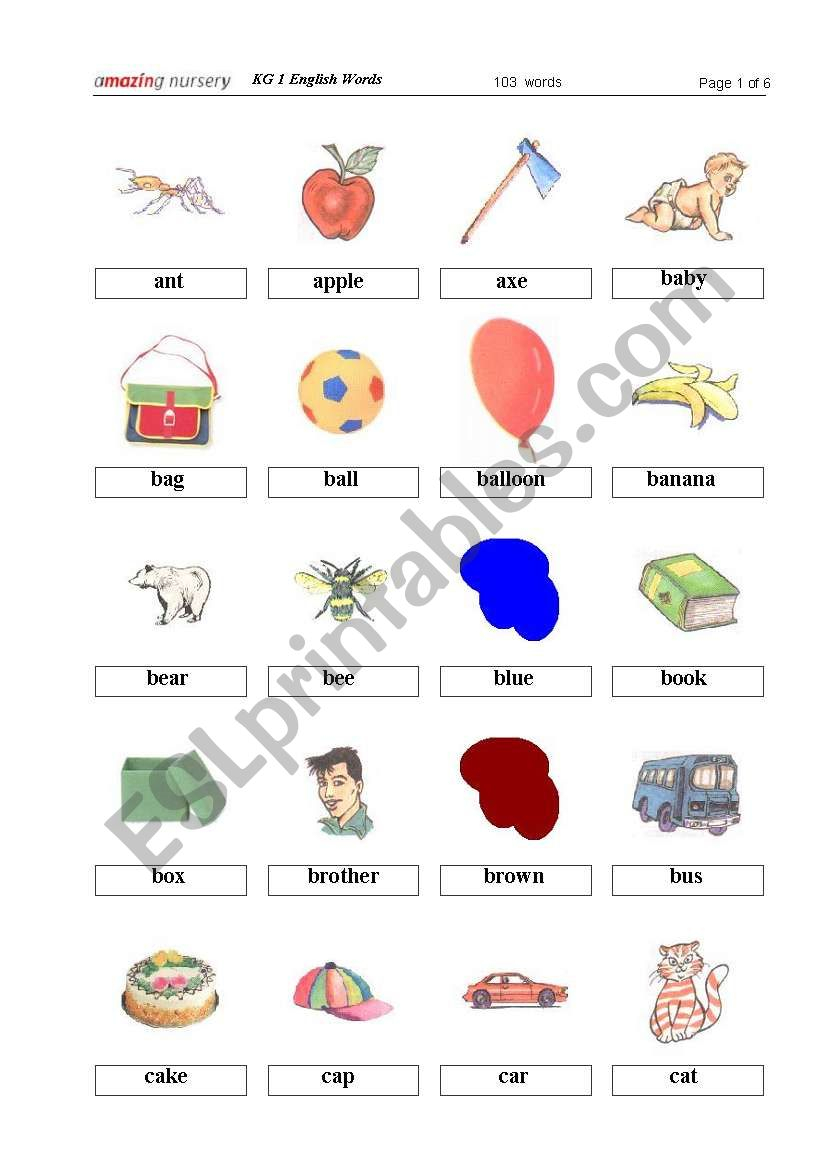 Kg1 English Words - Thumbs 1 - Esl Worksheetmaxxin with regard to Alphabet Worksheets For Kg1