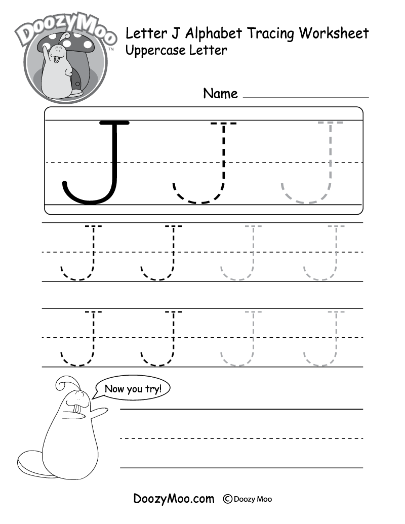 Kids Can Trace The Capital Letter J In Different Sizes In for Letter J Worksheets Free