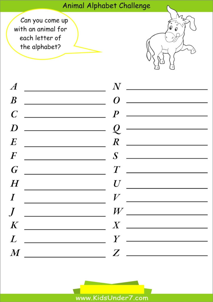 Kids Under 7: Animal Alphabet Challenge Regarding Alphabet Challenge Worksheets