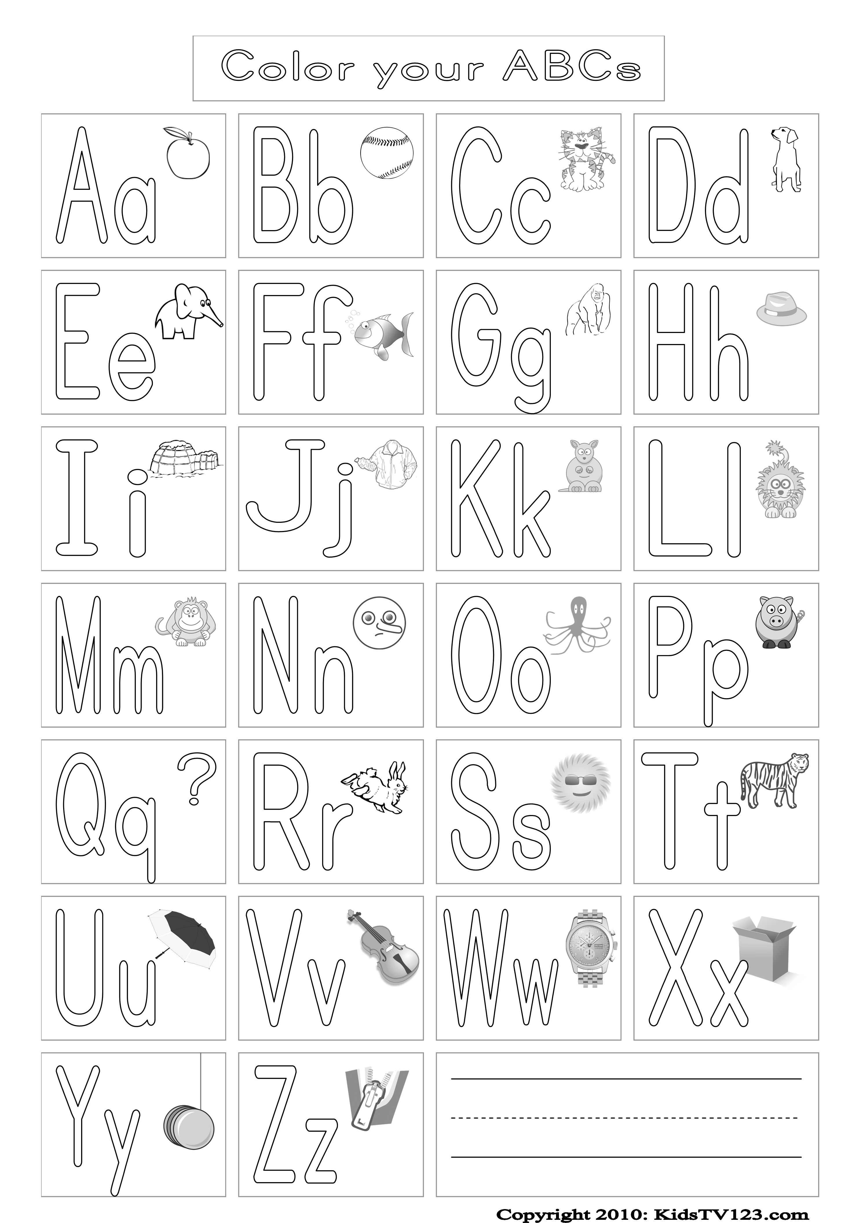 Kidstv123 - Coloring Pages | Abc Coloring Pages, Abc with Alphabet Worksheets To Color
