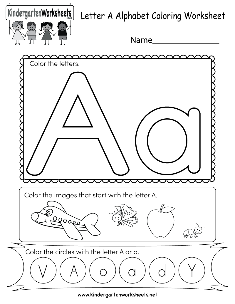 Kindergarten Letter A Coloring Worksheet Printable with Alphabet Worksheets Letter A