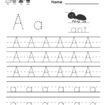 Kindergarten Letter A Writing Practice Worksheet Printable Intended For Alphabet Worksheets Letter A