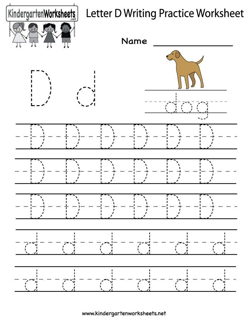 Kindergarten Letter D Writing Practice Worksheet Printable intended for Alphabet Handwriting Worksheets Free Printables