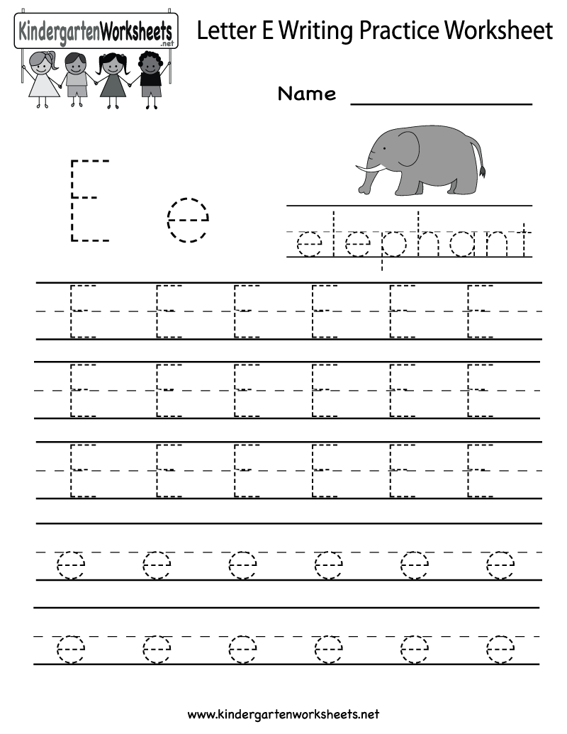 Kindergarten Letter E Writing Practice Worksheet Printable throughout Alphabet E Worksheets Kindergarten